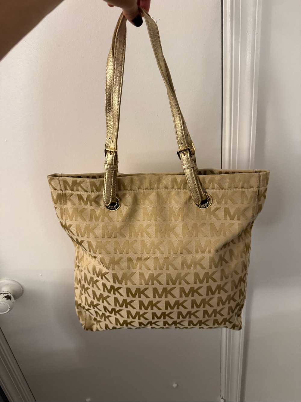 Michael Kors Metallic Gold MK Monogram Tote